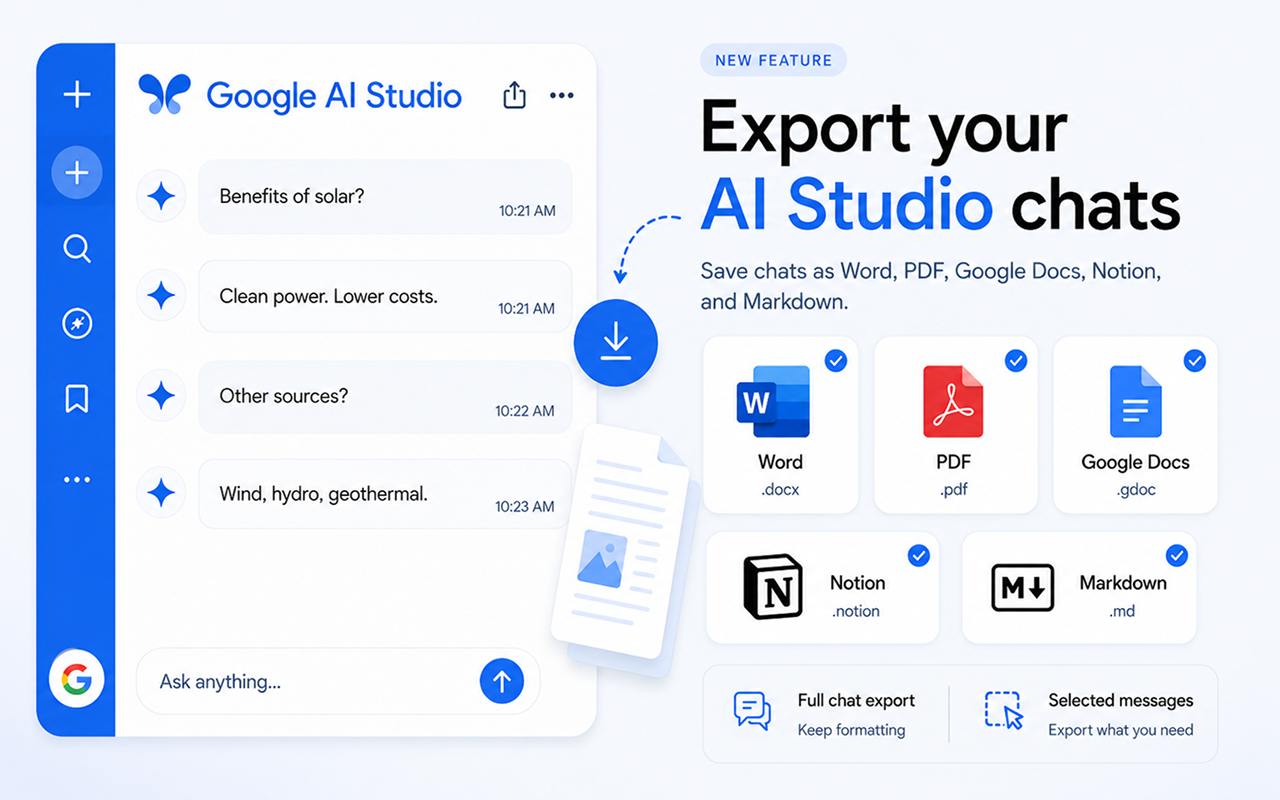 Chat Exporter for Google AI Studio — Export AI Studio prompts preview