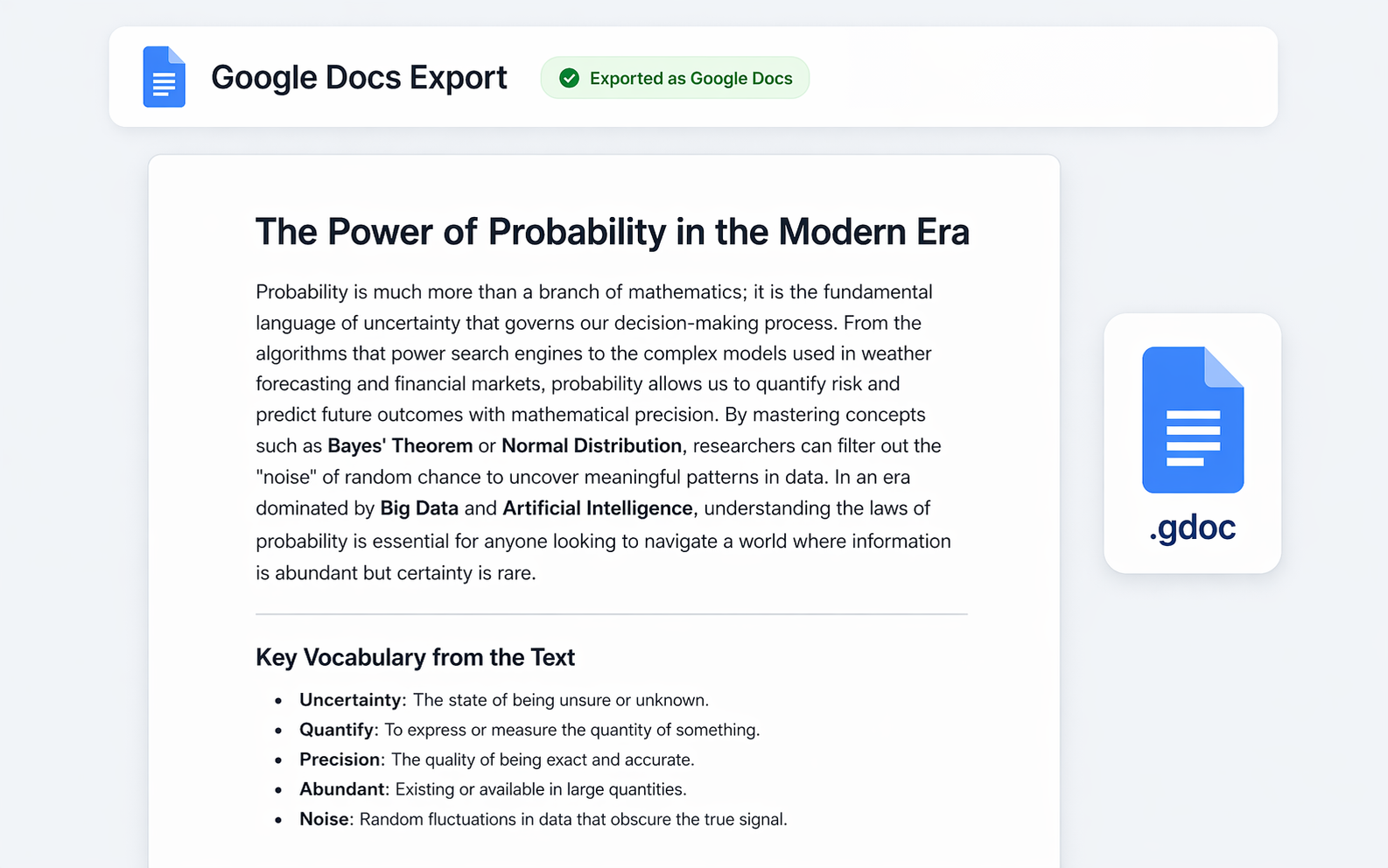 Export AI Studio prompt thread to Google Docs
