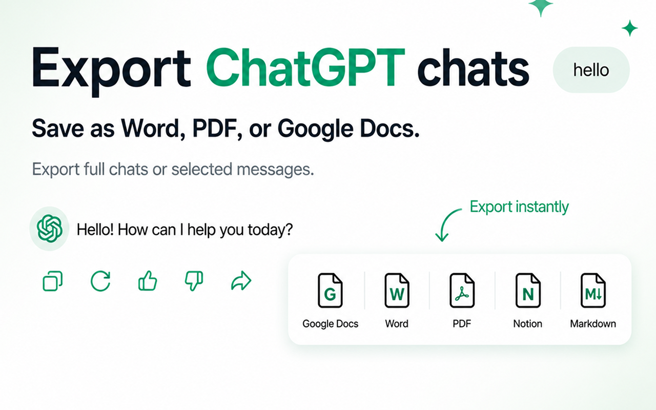 Export buttons appearing directly in ChatGPT interface