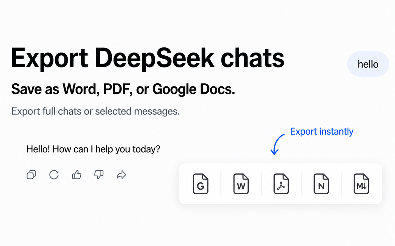Export buttons appearing directly in DeepSeek chat interface