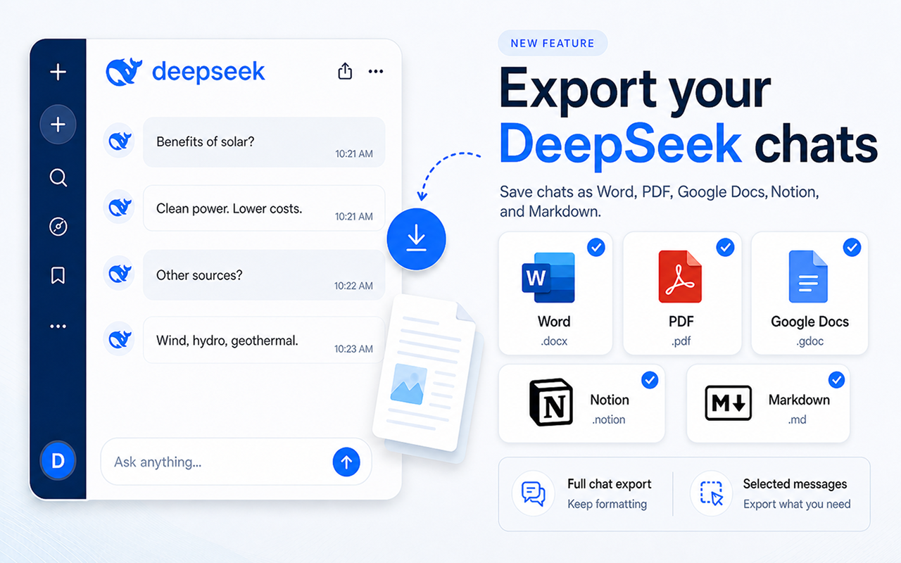 Chat Exporter for DeepSeek — Export DeepSeek chats preview