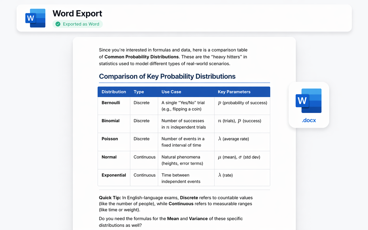 Export DeepSeek chat as Word document