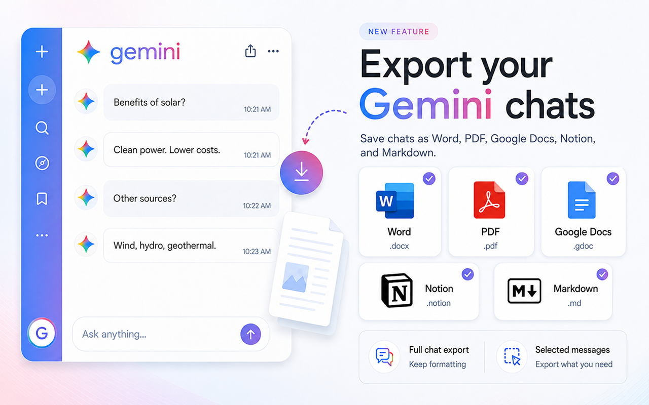 Chat Exporter for Gemini — Export Gemini chats preview