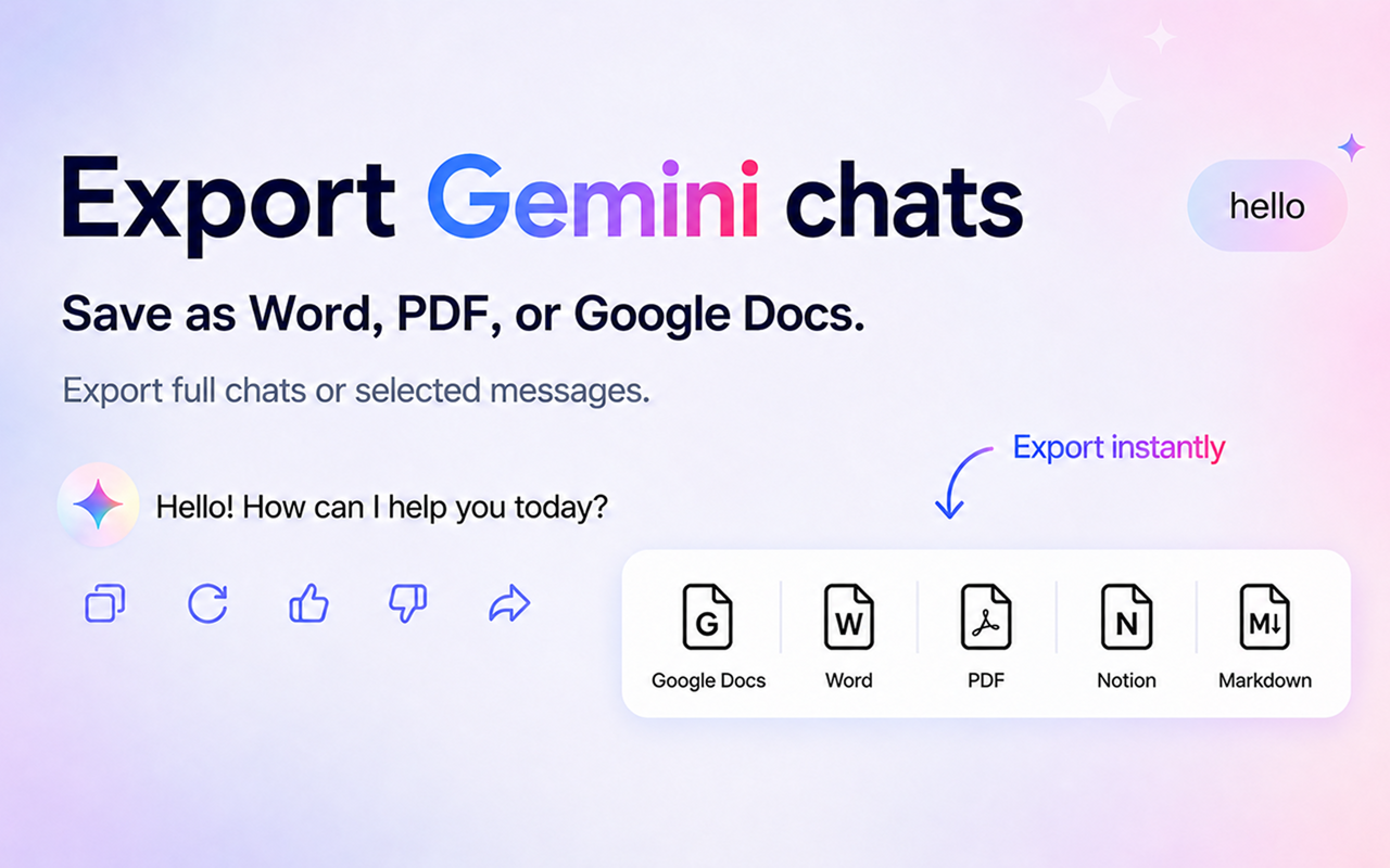 Export buttons appearing directly in Gemini chat interface