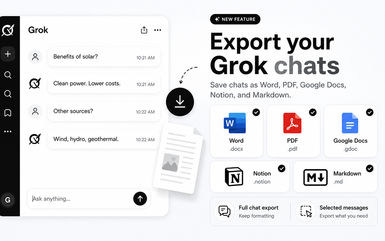 Chat Exporter for Grok — Export Grok chats preview