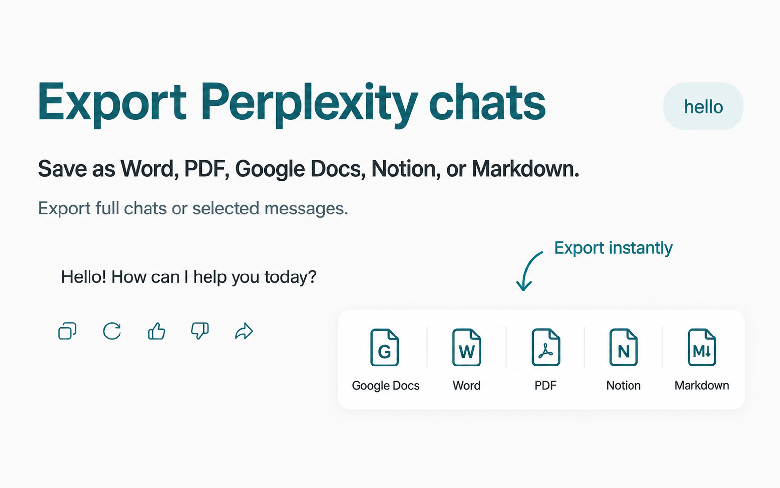 Export buttons appearing directly in Perplexity thread interface
