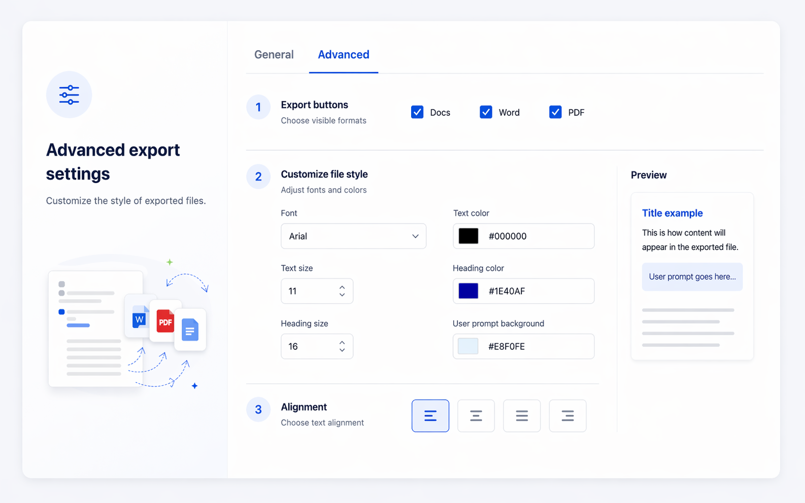 Advanced export settings panel for Grok Chat Exporter